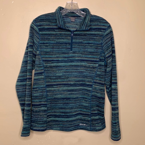 EDDIE BAUER Fleece Blue Quarter Zip Long Sleeve Warm Casual Medium - Picture 1 of 8